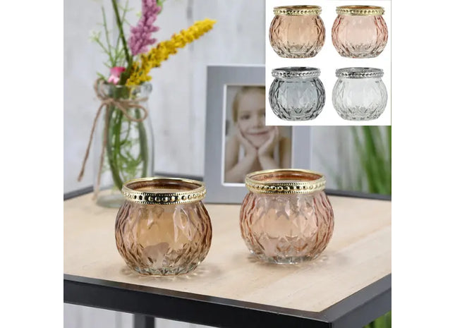 Elegante Teelichthalter 4er-Set, Kerzenhalter 6,5x6,5cm, Dekorative Kerzenständer für gemütliches Ambiente TK Gruppe® Grosshandel 