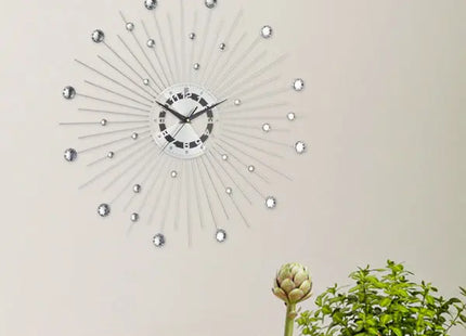 Elegante Wanduhr aus Metall mit Strass, Großformat 50 cm Durchmesser TK Gruppe® Grosshandel 