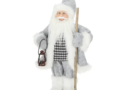 Elegante Weihnachtsmann-Figur, Stehend, Grau, 47 cm, Modernes Weihnachtsdekor TK Gruppe® Grosshandel 