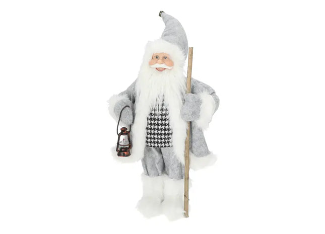 Elegante Weihnachtsmann-Figur, Stehend, Grau, 47 cm, Modernes Weihnachtsdekor TK Gruppe® Grosshandel 