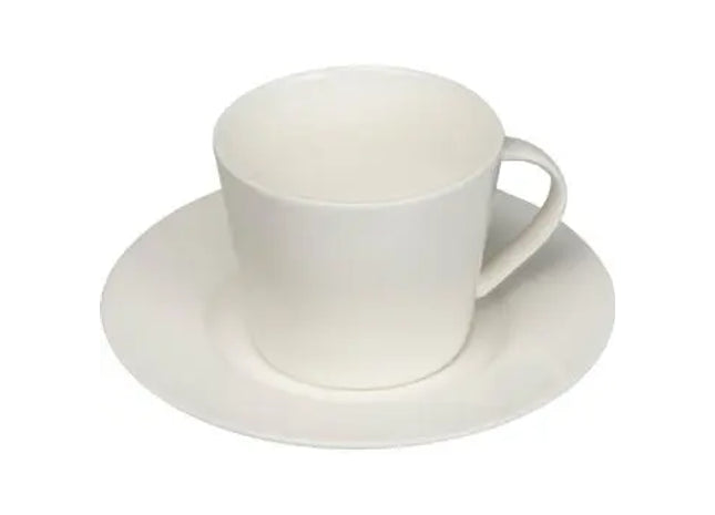 Elegante Weiße Porzellantasse mit Untertasse, Klassisches Set, 250ml TK Gruppe® Grosshandel 