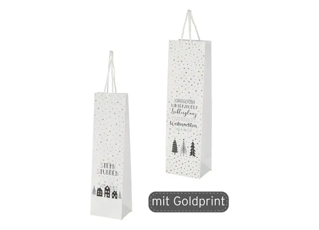 Elegante Weiße Weihnachts-Flaschentaschen, 2er-Set, ca. 35 cm hoch TK Gruppe® Grosshandel 