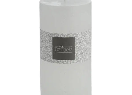 Elegante gefrostete Stumpenkerze, weiß, mittel, 7x13cm – Stilvolle Dekoration und Ambiente TK Gruppe® Grosshandel 