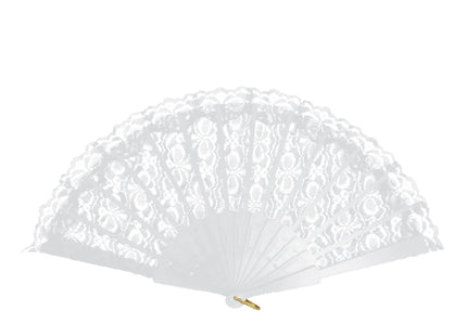 Elegante weiße Spitzenfächer, Handfächer 45x25cm, Hochzeits- und Partyzubehör TK Gruppe® Grosshandel 