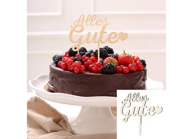 Eleganter Cake Topper 'Alles Gute', ca. 16 cm - Ideal für Feierlichkeiten TK Gruppe® Grosshandel 