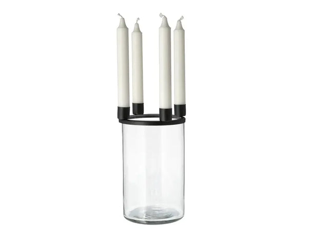 Eleganter Glas-Kerzenhalter in Schwarz - Durchmesser 13cm, Höhe 22cm TK Gruppe® Grosshandel 