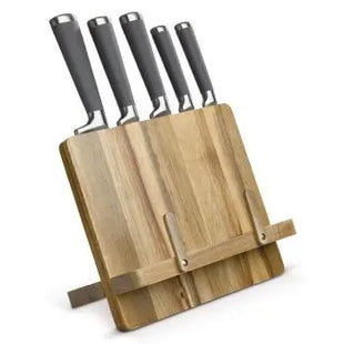 Eleganter Kochbuchständer mit 5 Messern - Holz, Praktisches Küchenset für Hobbyköche TK Gruppe® Grosshandel 