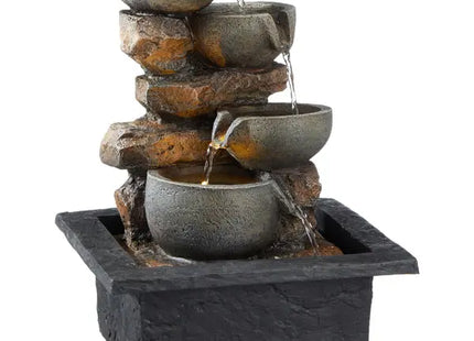 Eleganter LED Zimmerbrunnen, modernes Design 1, ca. 28 cm Höhe – Beruhigende Wohnraumdekoration TK Gruppe® Grosshandel 