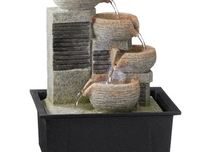 Eleganter LED Zimmerbrunnen, modernes Design 3, ca. 25 cm Höhe – Beruhigende Wohnraumdekoration TK Gruppe® Grosshandel 