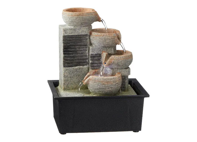 Eleganter LED Zimmerbrunnen, modernes Design 3, ca. 25 cm Höhe – Beruhigende Wohnraumdekoration TK Gruppe® Grosshandel 