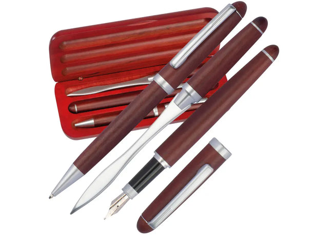Elegantes Holz-Schreibset Bangkok - braun - stilvolles und nachhaltiges Geschenk TK Gruppe® Grosshandel 