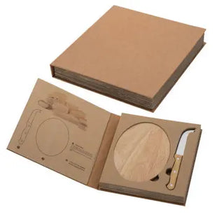 Elegantes Käseset mit Holzbrettchen Gouda - Beige, Stilvolle Käseplatte mit Messern TK Gruppe® Grosshandel 