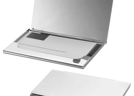 Elegantes New York Visitenkartenetui in Silber - Stilvoller Kartenhalter TK Gruppe® Grosshandel 