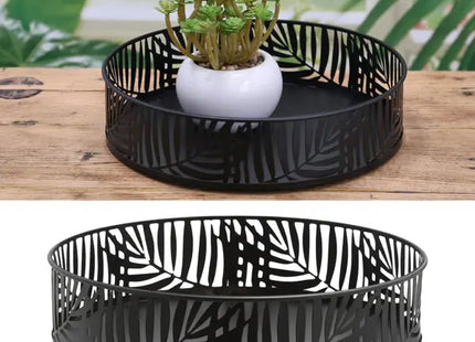 Elegantes rundes schwarzes Metalltablett, 25 cm Durchmesser – Stilvolle Servierplatte, Dekotablett TK Gruppe® Grosshandel 