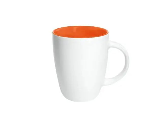 Elektra Inside Sublimationstasse 250 ml in Weiß mit orangenem Innenraum – Für lebendige Designs TK Gruppe® Grosshandel 