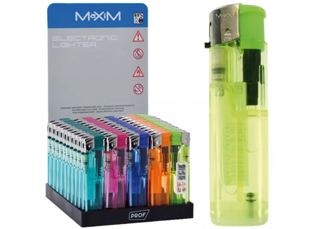 Elektrisches Feuerzeug durchsichtig, 5 Farben sortiert, kompakte Größe 8x2cm TK Gruppe® Grosshandel 