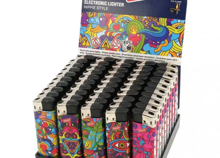 Elektronische Feuerzeuge im Hippie-Stil, 5er-Set, Verschiedene Designs TK Gruppe® Grosshandel 