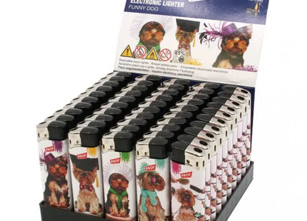 Elektronische Feuerzeuge mit Lustigen Hundemotiven, 5 Verschiedene Designs TK Gruppe® Grosshandel 