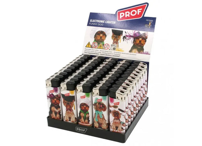 Elektronische Feuerzeuge mit Lustigen Hundemotiven, 5 Verschiedene Designs TK Gruppe® Grosshandel 