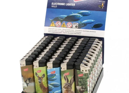 Elektronische Feuerzeuge mit Wildtier-Designs, 5 verschiedene Motive TK Gruppe® Grosshandel 
