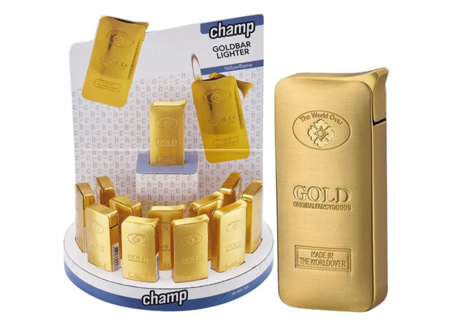 Elektronisches Feuerzeug in Goldbarren-Optik, Metall, inklusive Displaybox TK Gruppe® Grosshandel 
