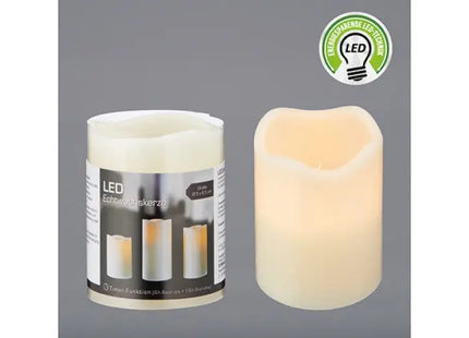 Elfenbeinfarbene LED-Echtwachskerze, 6,5cm - Stilvoll, Flammenlos & Langleuchtend TK Gruppe® Grosshandel 