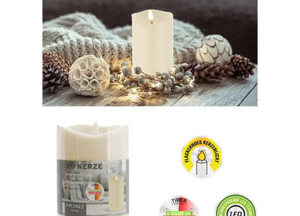 Elfenbeinfarbene LED Kerze 'New Flame', Mittelgroß, 7,5x12,5cm TK Gruppe® Grosshandel 