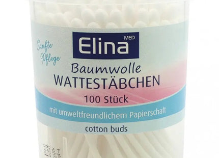 Elina 100 Baumwollstäbchen mit Papierstielen in runder Box – Umweltfreundliche Reinigung TK Gruppe® Grosshandel 
