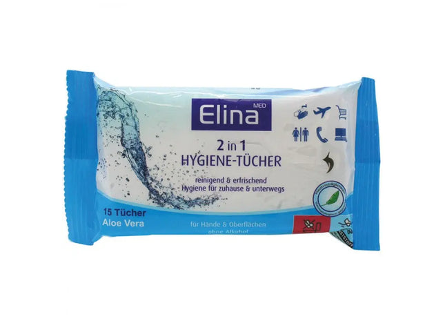 Elina 2-in-1 Hygienetücher, 20x12cm - Multifunktionsreinigung, 15er Pack TK Gruppe® Grosshandel 