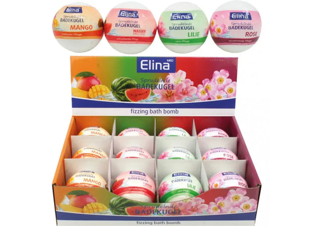 Elina Badebomben, 180g, 4 Verschiedene Düfte im Display-Pack – Entspannendes Badeerlebnis TK Gruppe® Grosshandel 
