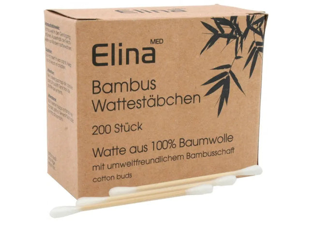 Elina Bambus Wattestäbchen, 200 Stück, Umweltfreundlich und Biologisch Abbaubar TK Gruppe® Grosshandel 