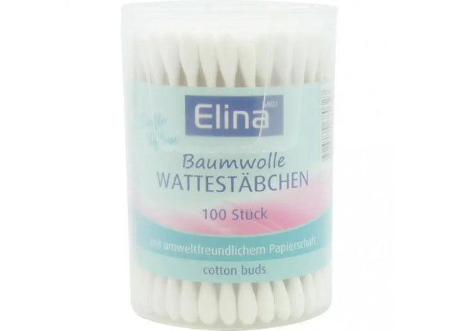 Elina Baumwollstäbchen, 100 Stück, Papierstiele in Drehdose TK Gruppe® Grosshandel 