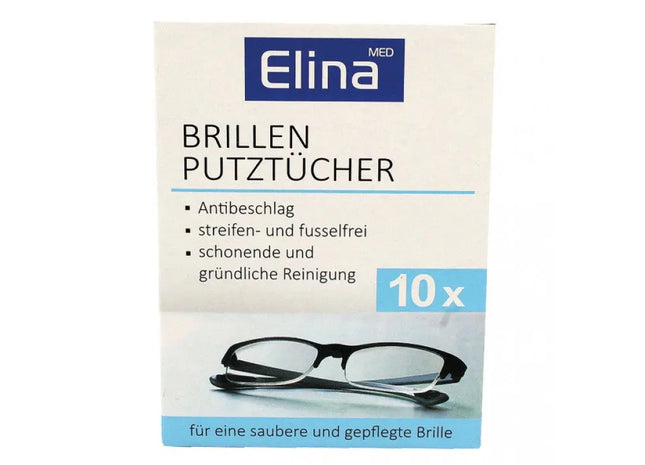 Elina Brillenputztücher, 10 Stück, einzeln verpackt für Unterwegs TK Gruppe® Grosshandel 