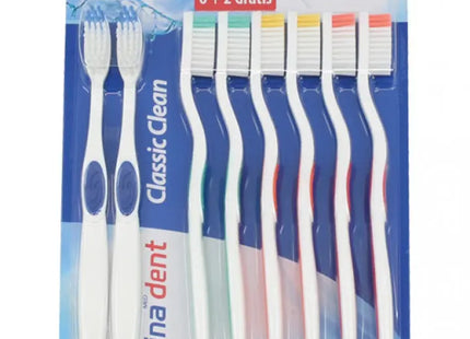 Elina Classic Clean Mittel Zahnbürsten, 6+2 Pack - Effektive Zahnpflege für die ganze Familie TK Gruppe® Grosshandel 