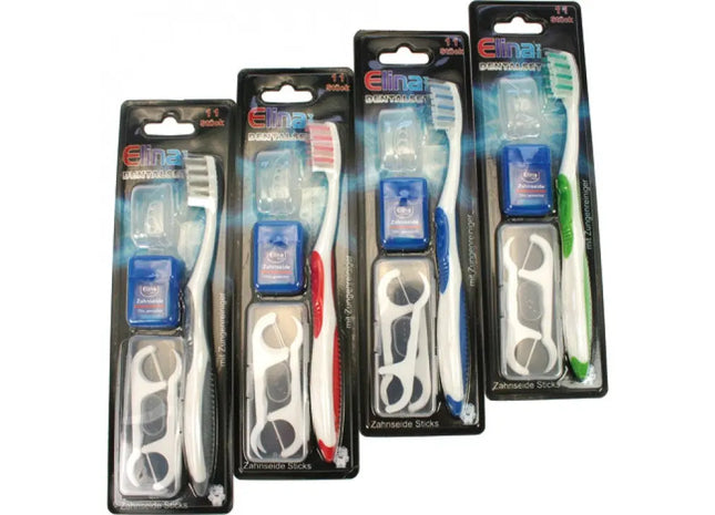 Elina Dental Set mit 10 Zahnbürsten auf Karte - Umfassendes Mundpflege-Kit TK Gruppe® Grosshandel 