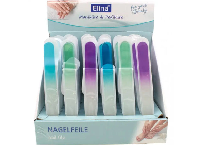 Elina Glas-Nagelfeile 19.5x2cm mit Schutzhülle - Langlebiges Maniküre-Werkzeug TK Gruppe® Grosshandel 