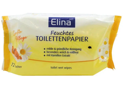 Elina Kamille Feuchtes Toilettenpapier, 72 Stück, 18x12 cm - Sanfte Reinigungstücher TK Gruppe® Grosshandel 