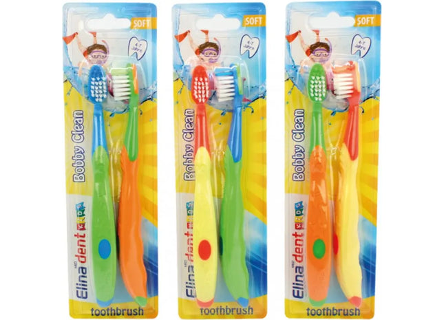 Elina Kinderzahnbürsten Set, 2 Stück, 4-7 Jahre, 15.5cm TK Gruppe® Grosshandel 