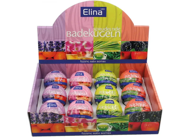 Elina Wellness Badebomben, 100g - 4er-Pack Verschiedene Düfte im Display TK Gruppe® Grosshandel 