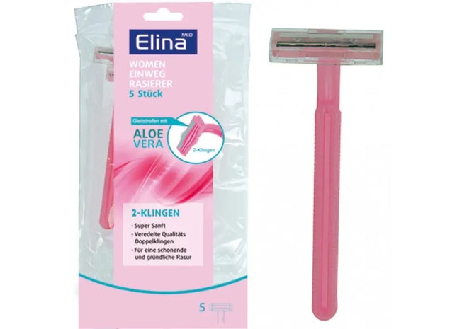 Elina Women's Disposable Razor Set - Pack of 5 with Dual Blades TK Gruppe® Grosshandel 