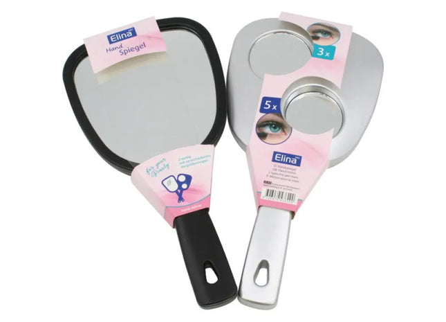 Elina XL Handspiegel, zweiseitig, 26x13x1.5cm, Großer Kosmetikspiegel TK Gruppe® Grosshandel 