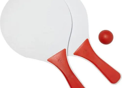 Eliza Beachball Tennisspiel aus Holz in Rot – Klassisches Strandspielzeug TK Gruppe® Grosshandel 