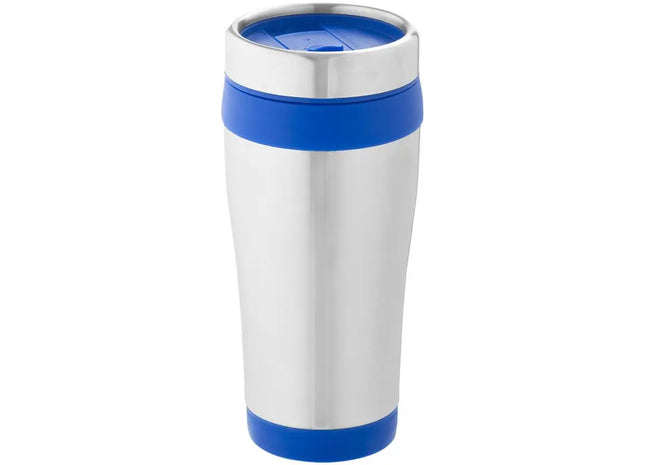 Elwood 410 ml Isolierbecher - Silber-Blau - Doppelwandiger Thermobecher - Robust und Stilvoll TK Gruppe® Grosshandel 