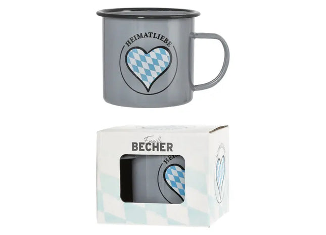 Emaille-Becher 'Heimatliebe', ca. 9cm Hoch - Perfekt für Heimatverbundene TK Gruppe® Grosshandel 
