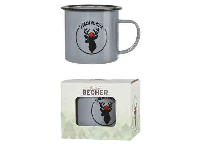 Emaille-Becher 'Schwarzwaldliebe', ca. 9cm Hoch - Ideal für Naturfreunde TK Gruppe® Grosshandel 