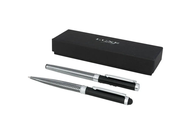 Empire Duo Stiftset - Geschenkbox, Silber & Schwarz, Elegante Schwarze Mine TK Gruppe® Grosshandel 