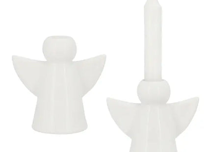 Engel Stabkerzenhalter in Weiß, 13 cm Hoch – Elegantes Accessoire für Ihr Zuhause TK Gruppe® Grosshandel 
