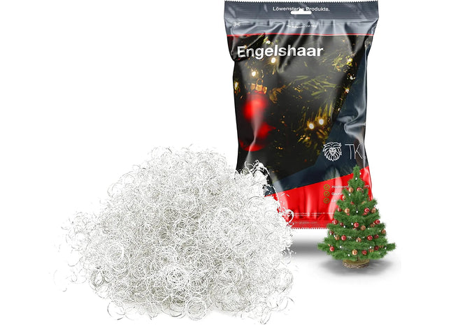 Engelshaar gelockt 15 gr. Lametta Silber für Weihnachten Advent Deko Dekoration (Silber)