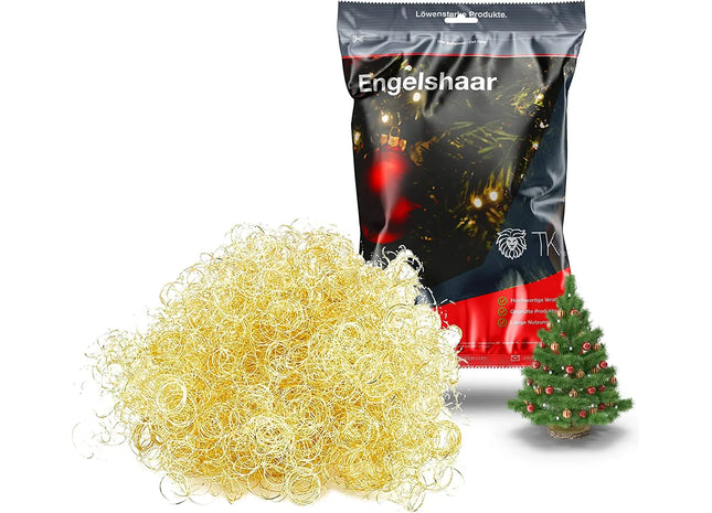 Engelshaar 15 gr. gelockt Lametta Gold für Weihnachten Advent Deko Dekoration (Gold)