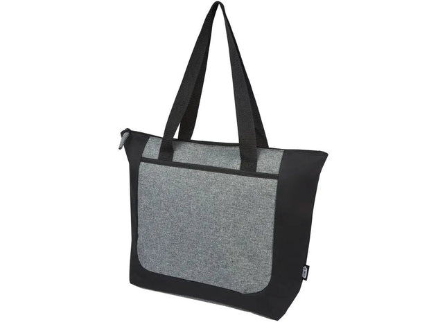 Entdecken Sie die Reclaim GRS recycelte Tragetasche mit Reißverschluss 15L – schwarz-heather grau TK Gruppe® Grosshandel 